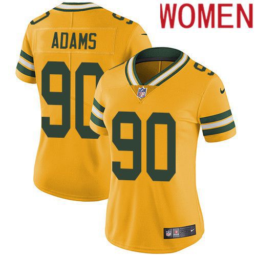 Cheap Women Green Bay Packers 90 Montravius Adams Yellow Nike Vapor Limited NFL Jersey